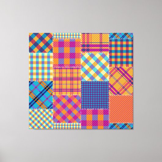 パッチワーク繊維:シームレスなヴィンテージパターン。 キャンバスプリント (正面)