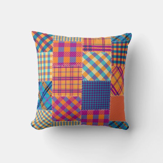 パッチワーク繊維：シームレスなヴィンテージパターン。 クッション (正面)