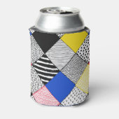 パッチワーク背景：鳥、水玉模様。 缶クーラー (缶裏面)