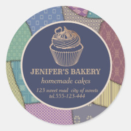 パッチワーク自家製カップケーキとスイーツ ラウンドシール
