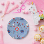 パッチワーク航海のデザイン ペーパープレート (パーティー)