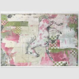 パッチワーク色彩の鮮やかキルトデザイン馬のデコパージュ 薄葉紙