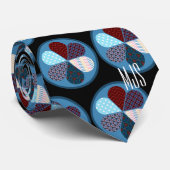 パッチワーク花丸模様モノグラムイニシャル ネクタイ (ロール)