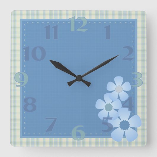 パッチワーク花壁時計 スクエア壁時計 (正面)