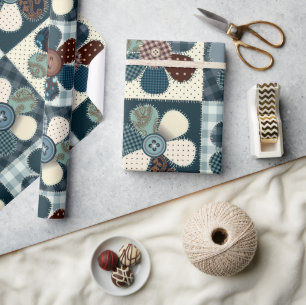 パッチワーク花 ラッピングペーパー