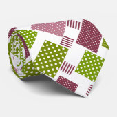 パッチワーク茶色の緑の水玉模様白い背中 ネクタイ (ロール)