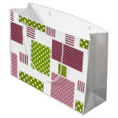 パッチワーク茶色の緑の水玉模様白い背中 ラージペーパーバッグ (裏面アングル)