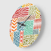 パッチワーク質感:手書きアニマルプリント ラージ壁時計 (傾斜)