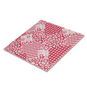 パッチワーク赤と白素朴 タイル (側面)