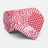 パッチワーク赤と白素朴 ネクタイ (ロール)