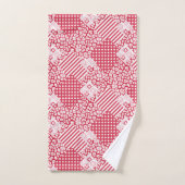 パッチワーク赤と白素朴 バスタオルセット (ハンドタオル)