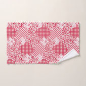 パッチワーク赤と白素朴 バスタオルセット (ハンドタオル)