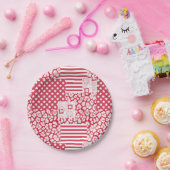 パッチワーク赤と白素朴 ペーパープレート (パーティー)