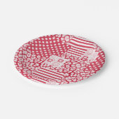 パッチワーク赤と白素朴 ペーパープレート (アングル)