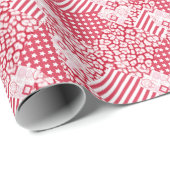 パッチワーク赤と白素朴 ラッピングペーパー (ロールコーナー)