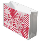 パッチワーク赤と白素朴 ラージペーパーバッグ (正面アングル)