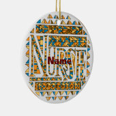 パッチワーク金ゴールドナース セラミックオーナメント (右)