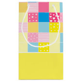 パッチワーク金ゴールドベア赤ちゃんシャワーありがとう スモールペーパーバッグ (裏面)