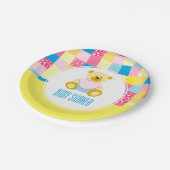 パッチワーク金ゴールドベア赤ちゃんシャワー ペーパープレート (アングル)