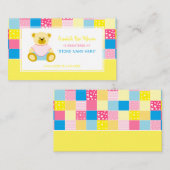 パッチワーク金ゴールドベア、ベビーシャワーギフトレジストリ エンクロージャーカード (正面/裏面)