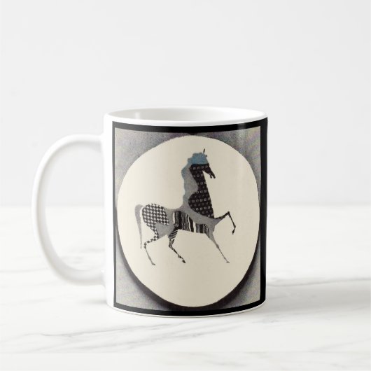 パッチワーク馬のプリント コーヒーマグカップ (左)