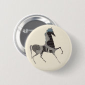 パッチワーク馬のプリント 缶バッジ (正面&裏面)