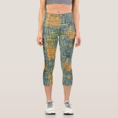 パッチワーク鮮やかデニム：パーソナライズされたロゴと文字 カプリレギンス (正面)