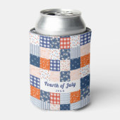 パッチワーク7月4日赤白青クーラーボックス 缶クーラー (缶正面)