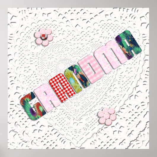 パッチワーク「おばあちゃん」レース ポスター (正面)