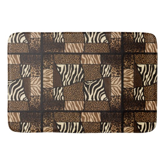 パッチワーク・アフリカ動物パターはっきりしたン – & Cultural バスマット (正面)