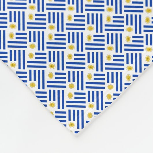 パッチワーク・ウルグアイ国旗のパターン フリースブランケット (角)