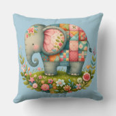パッチワーク エレファント フローラル メドウ チャーム クッション (裏面)