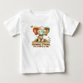 パッチワーク エレファント「一歩ずつ強く」 ベビーTシャツ (正面)