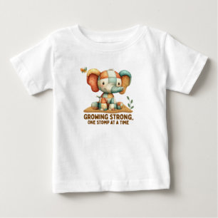 パッチワーク エレファント「一歩ずつ強く」 ベビーTシャツ