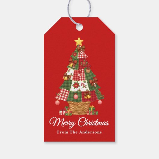 パッチワーク クリスマスツリー ホリデー ギフトタグ (裏面)