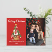 パッチワーク クリスマスツリー 写真入り シーズンカード (スタンド正面)
