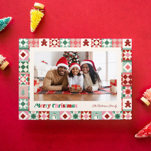 パッチワーク クリスマス ピンク レッド グリーン 写真 ホリデー