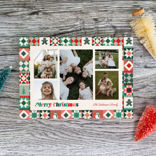 パッチワーク クリスマス 赤と緑の写真 ホリデー