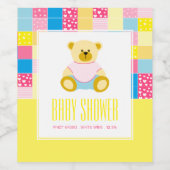 パッチワーク ゴールド クマ, ベビーシャワー ワインラベル (シングルラベル)