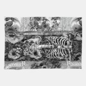 パッチワーク、スカルのコラージュ キッチンタオル (横)