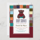 パッチワーク テディベア, ベビーシャワー 招待状 (正面)