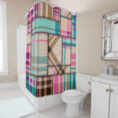 パッチワーク・プレイド、ヴィンテージ・シームレスな背景。 シャワーカーテン (インサイチュ)