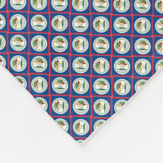 パッチワーク・ベリーズ国旗のパターン フリースブランケット (角)