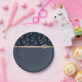 パッチワーク、レトロ、ブラウ ペーパープレート (パーティー)