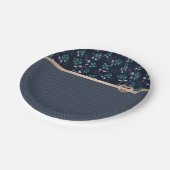 パッチワーク、レトロ、ブラウ ペーパープレート (アングル)