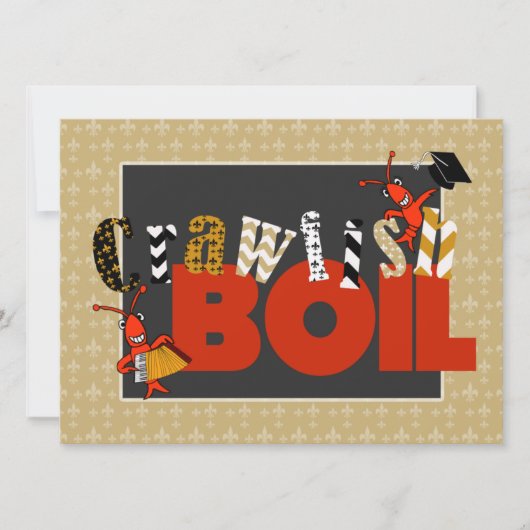 パッチワーク·（紋章の）フラ・ダ・リ·クロフィッシュ卒業 招待状 (正面)