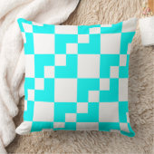 パッチワークDomino – シアンと白 クッション (ブランケット)