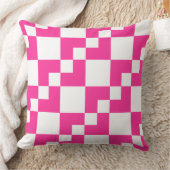 パッチワークDomino – ホットピンクとホワイト クッション (ブランケット)