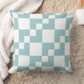 パッチワークDomino – ライトブルー緑と白 クッション (ブランケット)