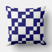 パッチワークDomino -深いネイビーブルーとホワイト クッション (裏面)